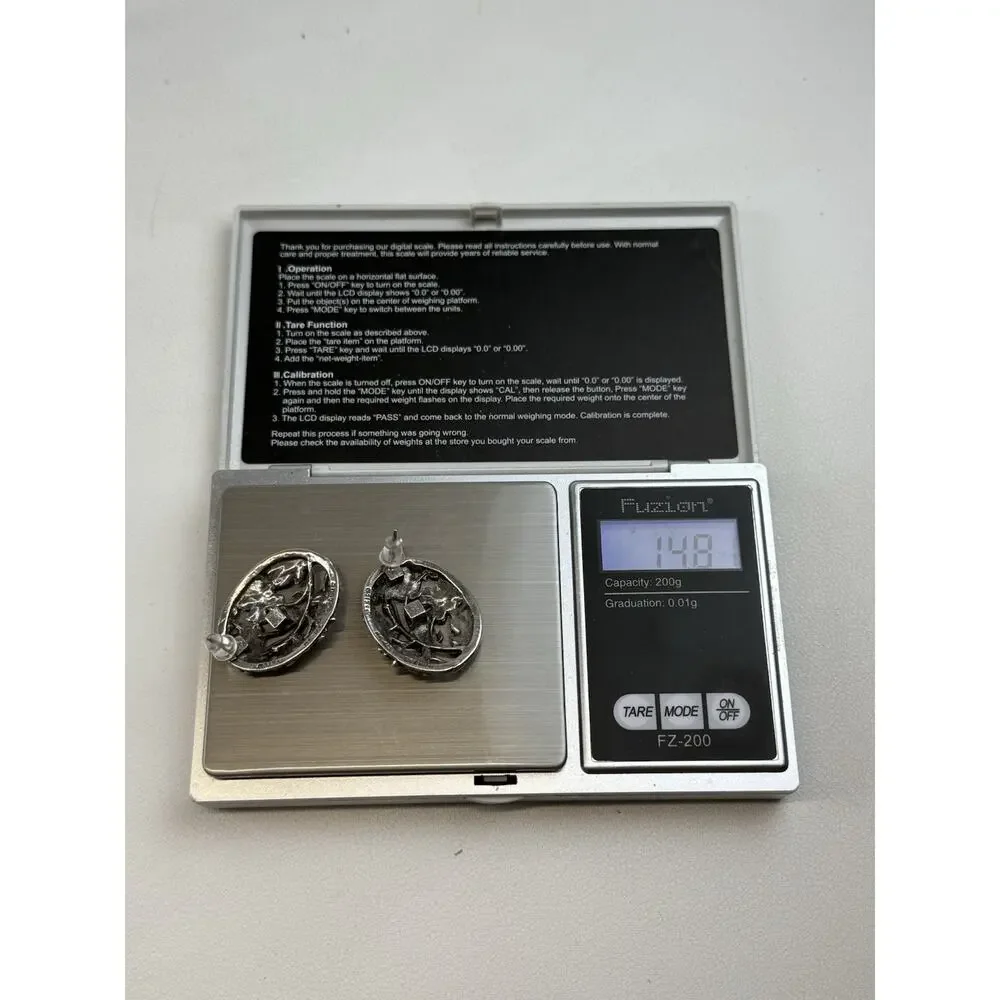 TH-90 Mexico Sterling Silver Pierced Earrings 1.25